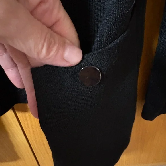 Women’s Anne Klein Black Open Front Knot Cardigan with Pockets - Picture 4 of 6